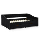 Upholstered Tufted Daybed With 2 Drawers, Waved Arms by HouseOfZazla