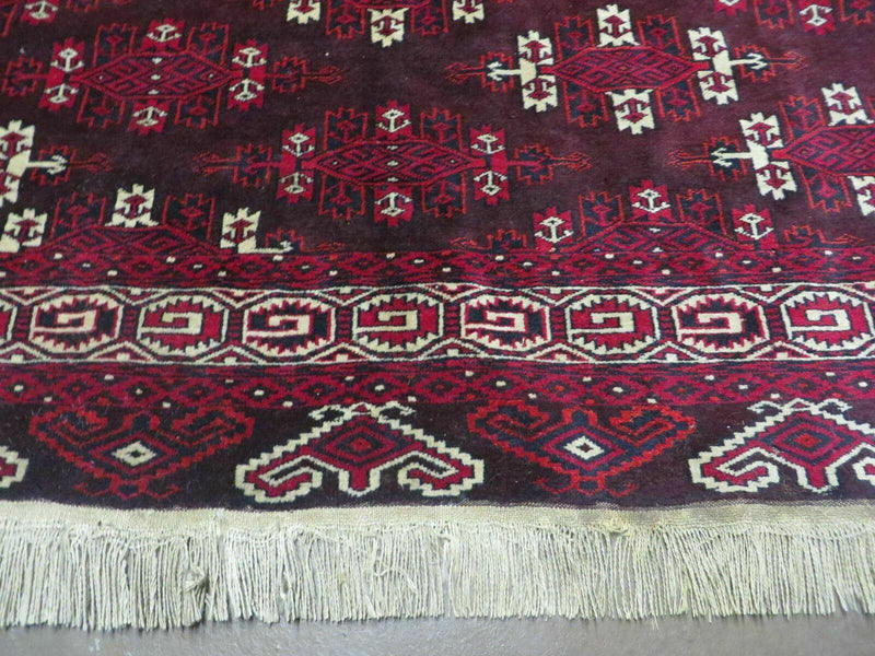 7' X 10' Antique Handmade Yamud Turkoman Wool Rug Excellent