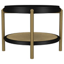 Arini Round End Side Table With Storage Shelf Black