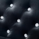 59.4 Inch Wide Black Velvet Sofa with Jeweled buttons, Square Arm, 2 Pillows