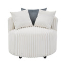 Malna Plush Wide Wale Corduroy Upholstered Barrel Accent Chair with Wheels
