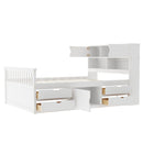 Captain Platform Bed Frame With Bookcase Headboard, 4 Drawers, Storage Shelves