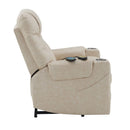 Nairi - Power Recliner With Lift, Heating & Massage - Ivory Polished Microfiber by Unique Piece Furniture