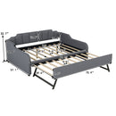 Full Size Upholstered Daybed With Trundle And USB Charging - Gray