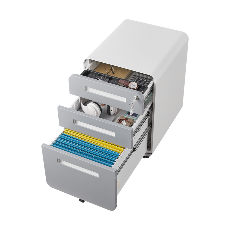 3 Drawer Mobile File Cabinet Under Desk Office,Simple Style Versatile Storage Cabinet for Legal/Letter/A4 Files, 5 Wheel Design Anti-Tilting Cold Rolled Steel Waterproof Moisture-Proof Black