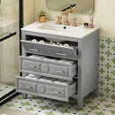 Retro Bathroom Vanity With Sink Combo, Free Standing Single Set With 3 Drawers by Unique Piece Furniture