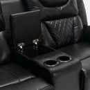 Home Theater Seating Manual Recliner Loveseat With Hide-Away Storage, Cup Holders And Led Light Strip For Living Room by HouseOfZazla