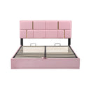 2-Pieces Bedroom Sets,Queen Size Upholstered Platform Bed with Hydraulic Storage System,Storage Ottoman with Metal Legs,Pink