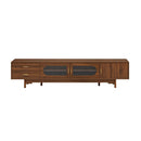 Modern TV Stand With Fluted Glass Doors & 2 Drawers
