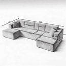 132" U Shaped Modular Sectional Sofa