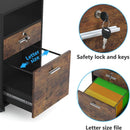 2 Drawer Mobile File Cabinet With Lock, Rolling Printer Stand For Letter Size Files - Black / Brown by HouseOfZazla