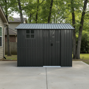 8x6FT Galvanized Steel Outdoor Storage Shed with Sliding Door