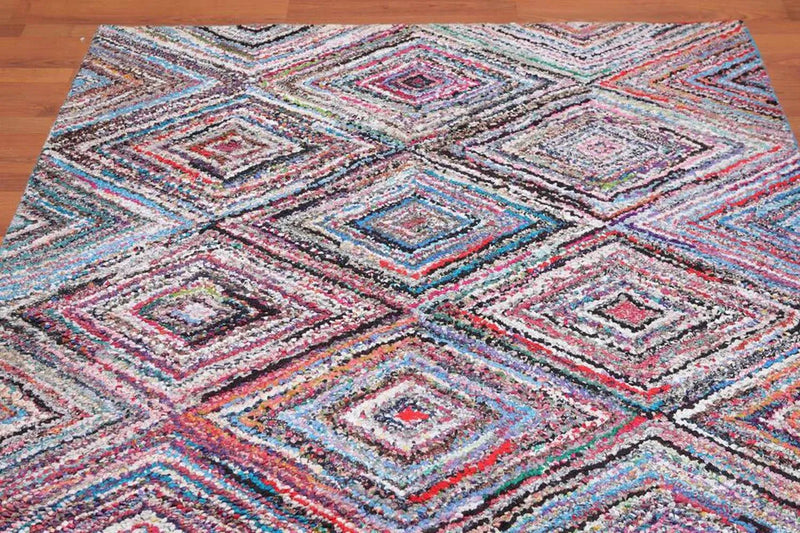 5' x 7' Handmade Zig Zag Medley Cotton Chindi Area rug Contemporary Multi