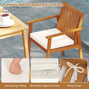 2 Pieces Patio Dining Chairs Outdoor Acacia Wood Chairs with Removable Padded Cushion by LJGDeals