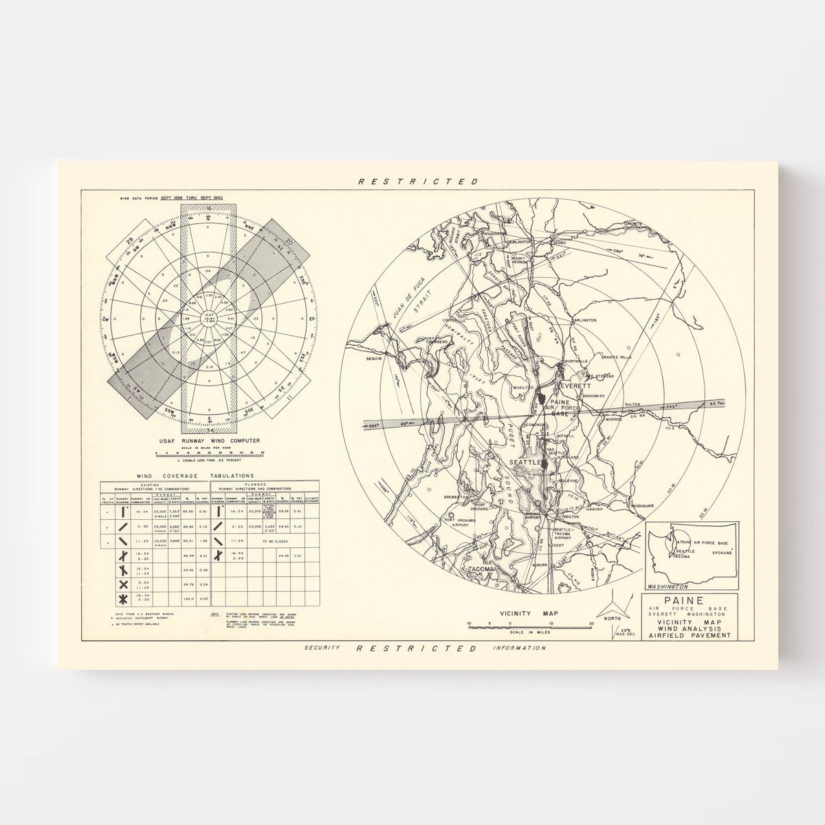 Vintage Map of the Paine Air Fore Base Vicinity, 1952, photo 4 of 5