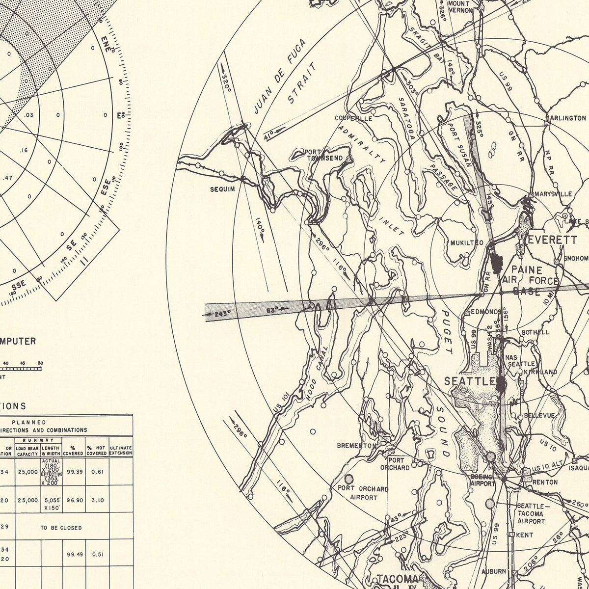 Vintage Map of the Paine Air Fore Base Vicinity, 1952, photo 2 of 5