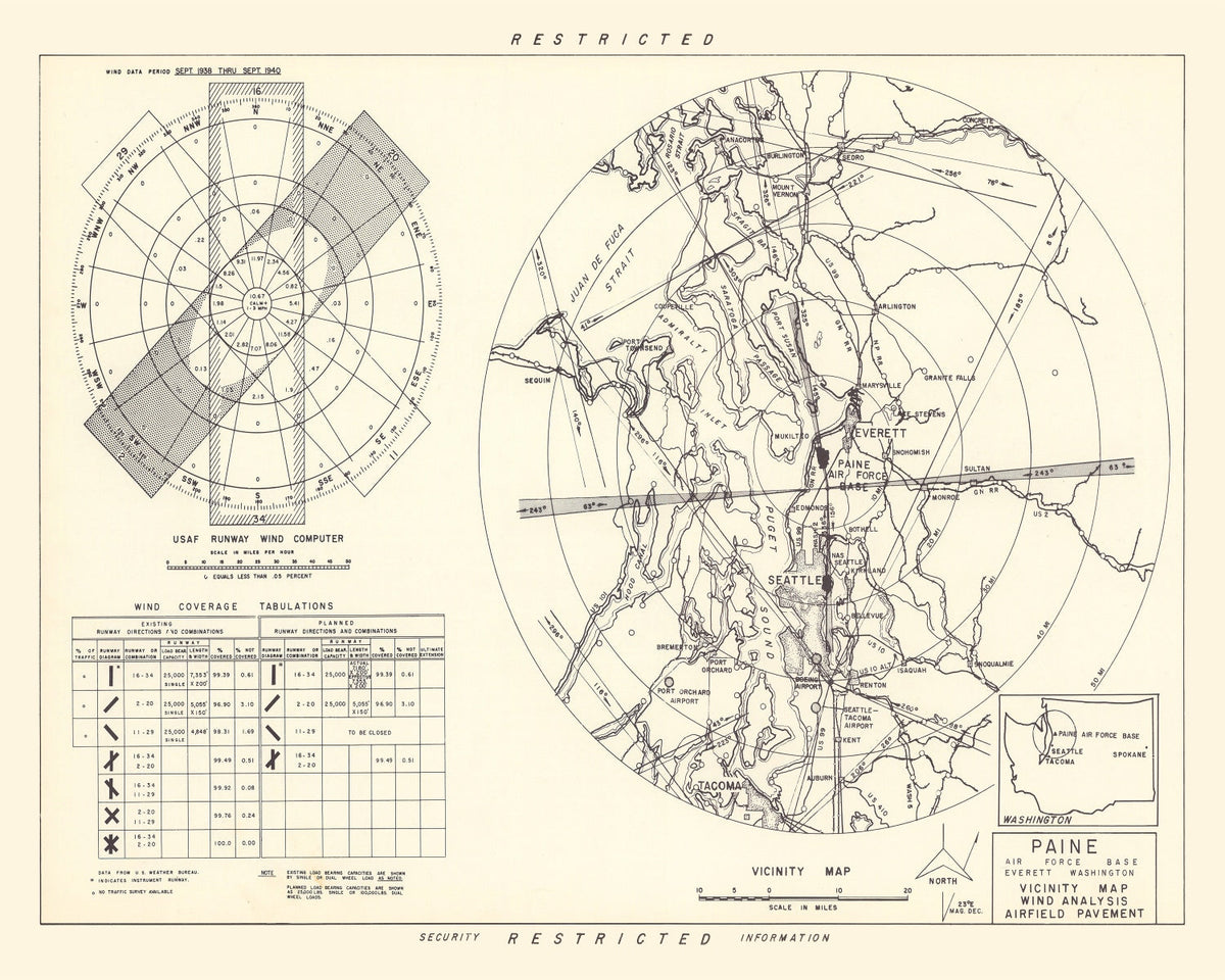 Vintage Map of the Paine Air Fore Base Vicinity, 1952, photo 5 of 5