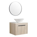 24" Modern Design Float Bathroom Vanity With Ceramic Basin Set, Wall Mounted White Oak Vanity With Soft Close Door, KD-PackingD-Packing Pieces