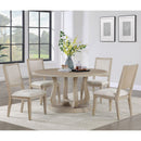 Rodota - 5 Piece Round Dining Table Set With Upholstered Chairs - White Washed by HouseOfZazla