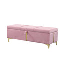 2-Pieces Bedroom Sets,Queen Size Upholstered Platform Bed with Hydraulic Storage System,Storage Ottoman with Metal Legs,Pink