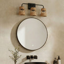 Moonlit - 3 Lights Wall Sconce With Shade, Bathroom Lighting Fixtures Over Mirror - Black / Rattan by HouseOfZazla