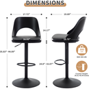 Bar Stools Set of 2 Modern Black PU Counter Height Barstool, High Padded Swivel Adjustable Barstools with Back for Bar Counter and Kitchen Island