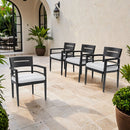 Outdoor Patio Dining Chairs With Outdoor Grade Sunbrella Fabric Cushions, Tapered Feet (Set of 4) - Ember Black by HouseOfZazla