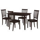 Stan - 5 Piece Dining Set With Rectangular Table And Slat Back Chairs - Cappuccino by HouseOfZazla