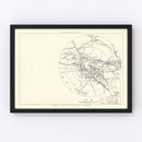 Vintage Map of the Cheli Air Force Depot Vicinity, 1952