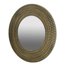 29.5" Round Gold and Black Wooden Accent Mirror with Woven Texture by HouseOfZazla