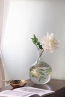 D7.9x11" Bulbous Clear Glass Vase with Slender Neck