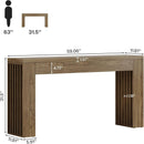 Console Table With Vertical Slat Legs For Entryway - Rustic Brown by HouseOfZazla