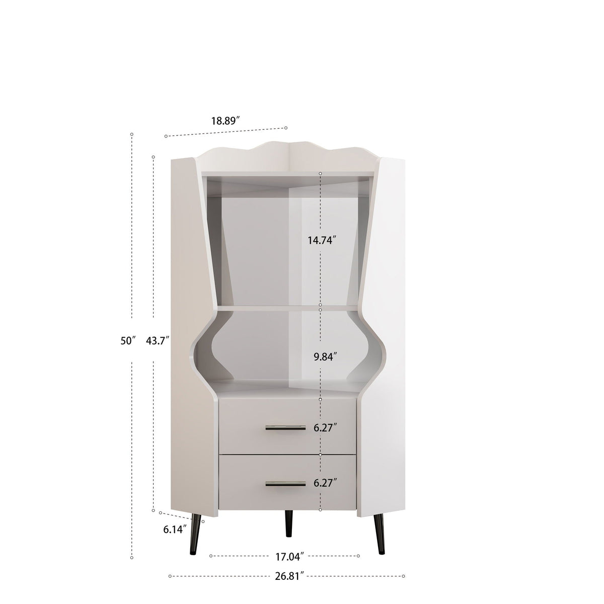 Corner Bar Cabinet With Mirrored Back, 2 Open Shelves & 2 Drawers, photo 10 of 12