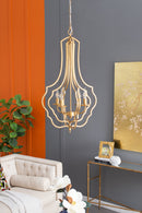 4 - Light Metal Chandelier, Hanging Light Fixture with Adjustable Chain for Kitchen Dining Room Foyer Entryway, Bulb Not Included