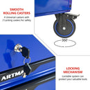3 Drawers Multifunctional Tool Cart with Wheels and Steel Top - Blue & Black by HouseOfZazla