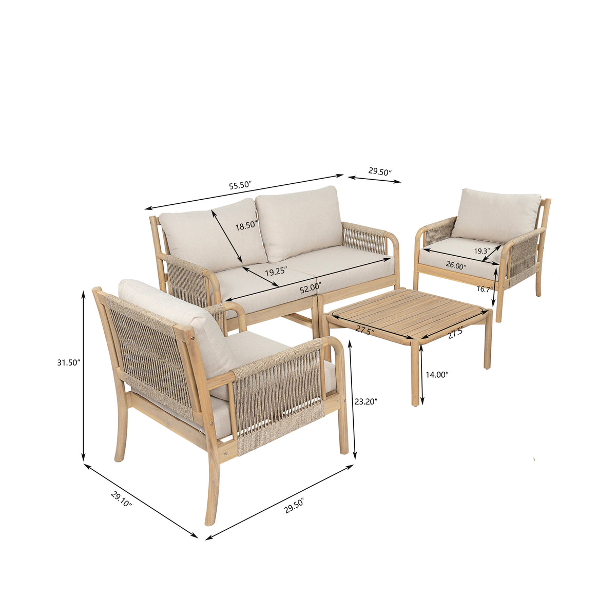 Casper Outdoor 7-Pieces Sofa and Coffee Table Set, photo 3 of 10