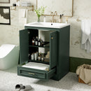 Bathroom Vanity With Ceramic Sink Combo, Modern Freestanding Storage Cabinet With Silver Handles by HouseOfZazla
