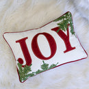 Joy Embroidered Christmas Throw Pillow