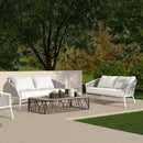 Rowan - Rope Barrel Back Patio Conversation Loveseat Sofa - Optic White by HouseOfZazla