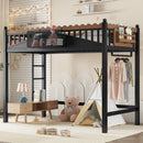 Twin XL Size Loft Bed with Ladders and Storage Shelves