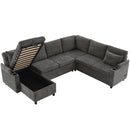 U-Shaped Sectional Sleeper Sofa With Ample Storage Space, 2 Cup Holders And Charging Ports For Living Room by HouseOfZazla