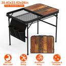 35.43x23.62x26in Foldable Camping Table Collapsible Picnic Aluminum Alloy Grill Stand 66LBS Max Load Height Adjustable BBQ Table with Adjustable Heigh