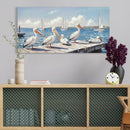 Beach Wall Art Large Ocean Seagull Canvas Pictures For Living Room - Ivory / Navy by HouseOfZazla
