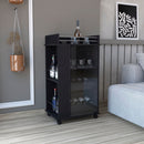 Bar Cart With Glass Door, 2 Side Shelves And Casters - Black by HouseOfZazla