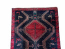 3 X 7 Handmade Wool Tribal Runner Rug Geometric Red Blue Boho Organic Dyes