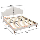 King Size, Upholstered Platform Bed Frame With Adjustable Headboard, No Box Spring Needed - White by HouseOfZazla