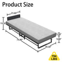 Modern Metal Folding Bed Frame With Foam Mattress, Easy Storage & Mobility - Black by Unique Piece Furniture