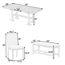 Topmax - 6 Piece Farmhouse Extendable Dining Table Set Trestle Kitchen Table Set With Removable Leaf And Upholstered Dining Chair And Bench For Dining Room by Unique Piece Furniture