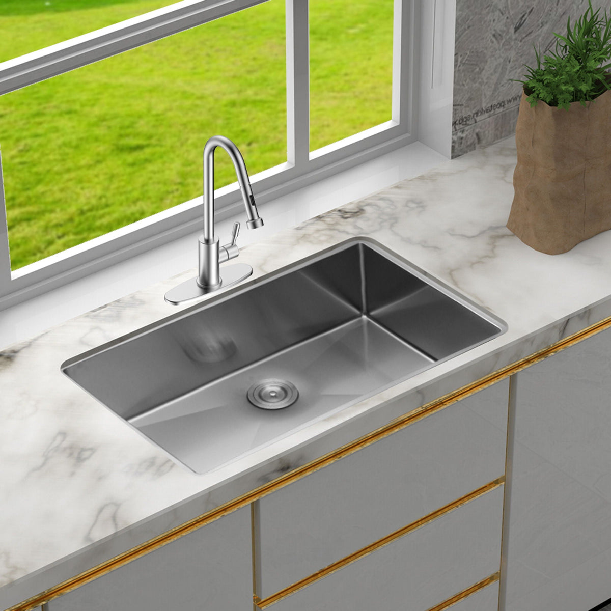 Undermount Stainless Steel Kitchen Sink, Deep Single Bowl Basin, photo 21 of 29