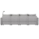 Modern Style Loveseat Sofa Sectional Sofa Couch With Storage Space, A Movable Ottoman, Two USB Ports, Two Cup Holders, A Phone Holder For Living Room by HouseOfZazla
